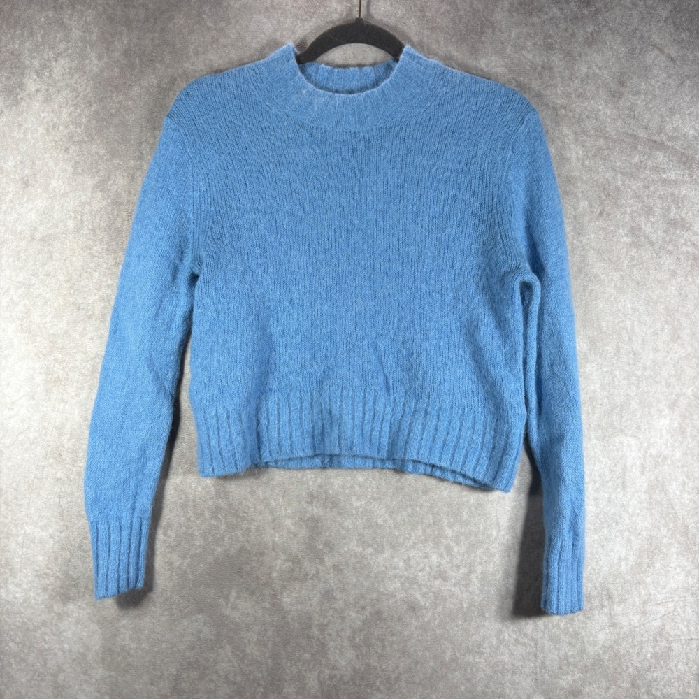 Everlane Sweater Womens Small‎ Blue Alpaca Blend Crewneck Slim Fit Fuzzy Knit